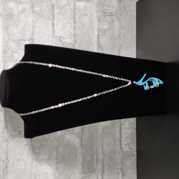 Turquoise Stiletto Mule High Heel Shoe Necklace - Picture 2 of 4